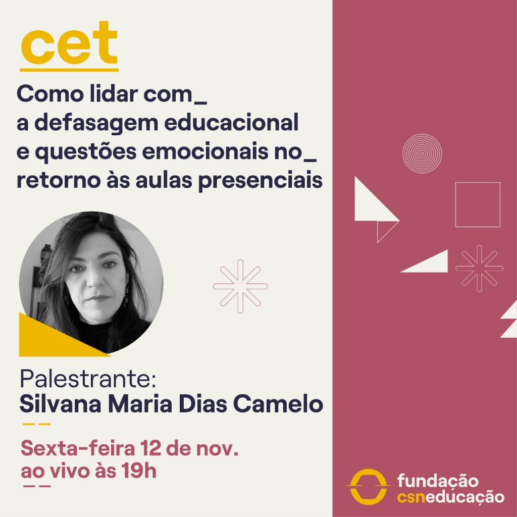CET promove live sobre o retorno às aulas presenciais com Silvana Maria Dias Camelo